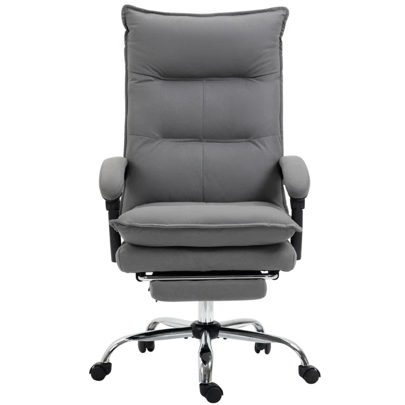 Reclining Desk Chair with 6-Point Massage & Heat – Grey, Footrest
