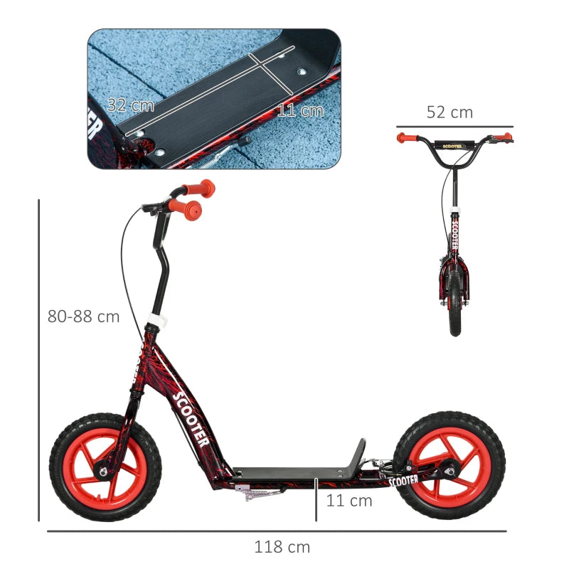 Kids Scooter Featuring Adjustable Handlebar, Rear Brake, Kickstand & Non-Slip Footplate
