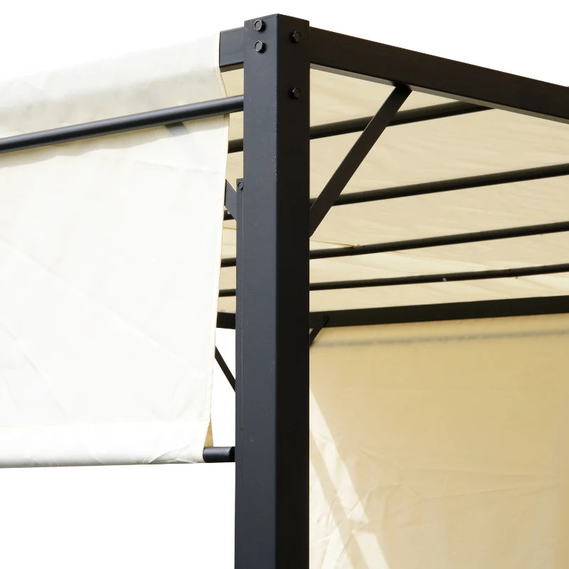 Stylish Metal Pergola with Sun Shelter Canopy for Outdoor Events and Patio 3Lx3Wx2.3H m