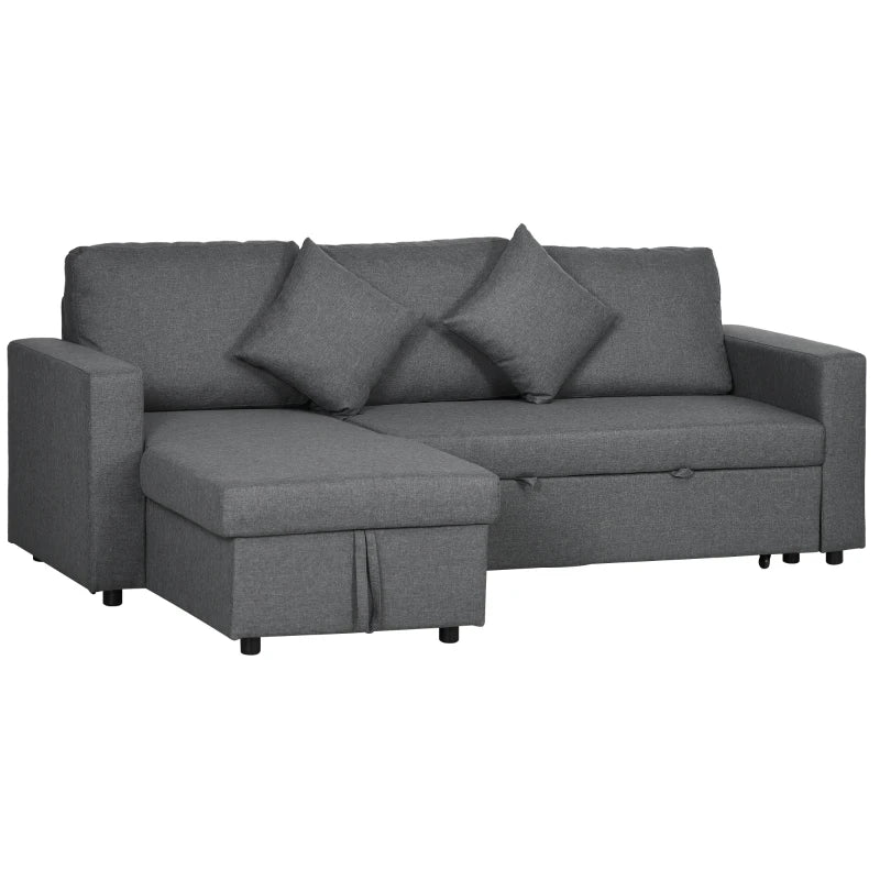 3-Seater Sofa Bed w/ Storage, Free Home Delivery, Dark Grey, Pre-Built