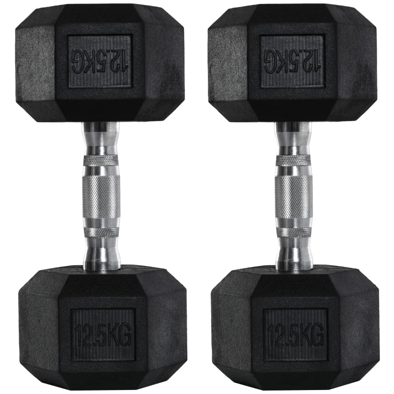 2-Pack 12.5kg Hex Dumbbells – Durable Home Gym Weights