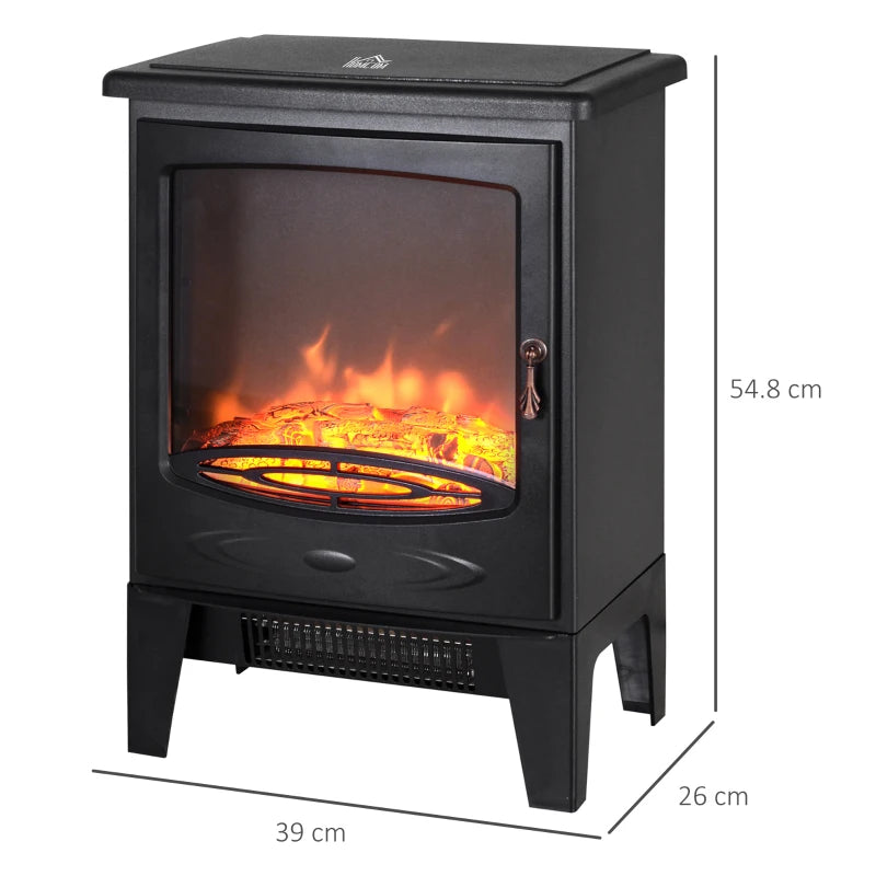 Freestanding Log Burner with Flame Effect, Glass Front, 950W/1850W