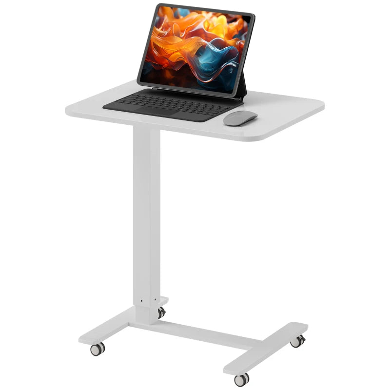 Pneumatic Height Adjustable Desk – Rolling Sit-Stand Laptop Table