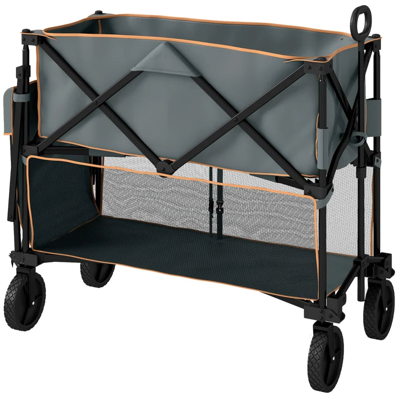 Foldable Double Decker Festival Trolley with 200KG Capacity, Large 350L Space & Easy Mobility Grey