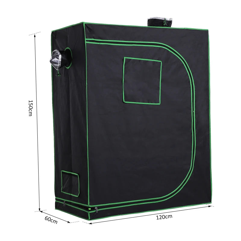 Reflective Mylar Grow Tent with Adjustable Vents & Floor Tray Indoor Hydroponic, 120x60x150cm