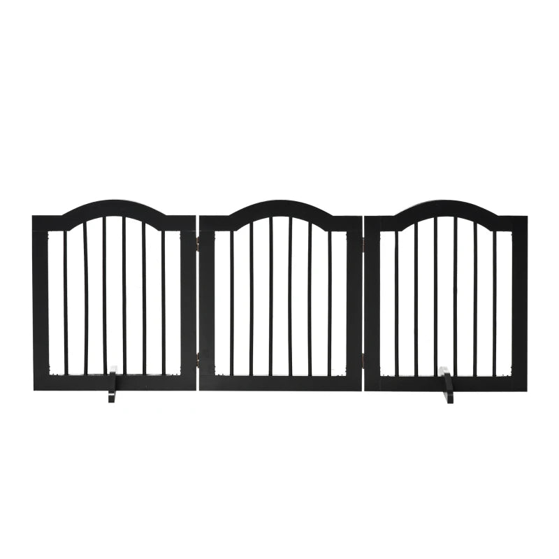 Foldable Wooden Pet Gate with Support Feet – Black