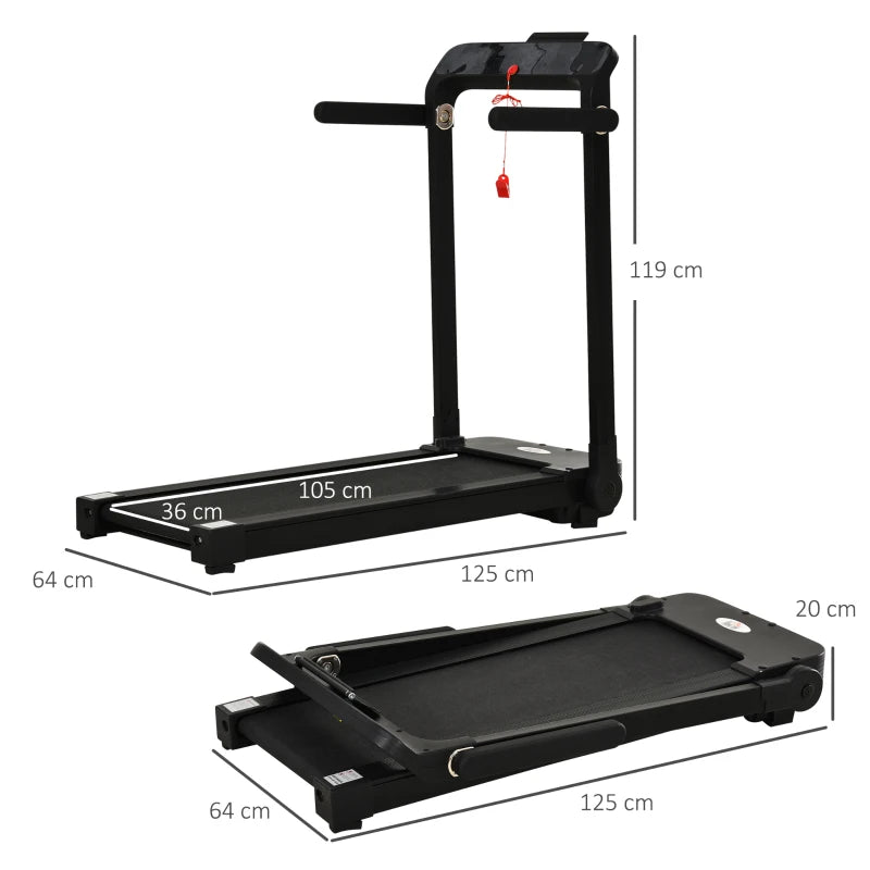 600W Running Machine – Foldable Motorized Treadmill, Black