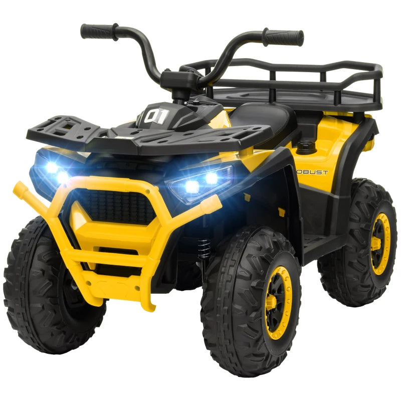 Battery-Powered Kids Electric ATV with Spring Suspension and Storage Basket – Yellow