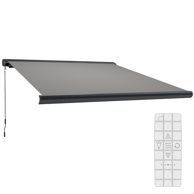 Remote Controlled Electric Awning – Durable Aluminum Frame and UV50+ Canopy, Light Grey 3.5x3m