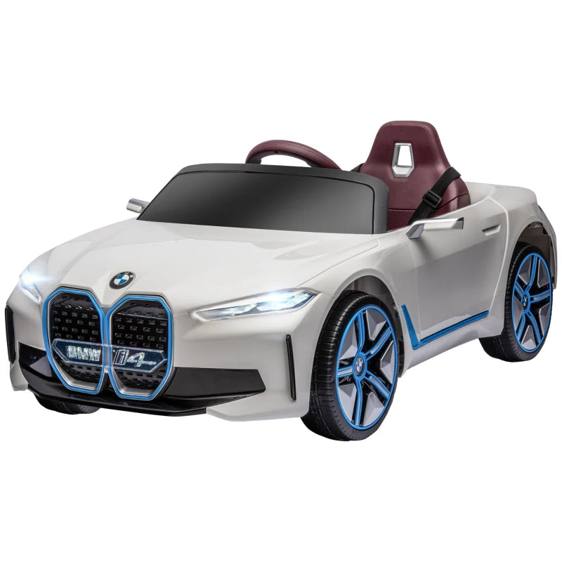 BMW i4 Licensed Kids 12V Ride-On Car with Remote Control & Lights – Red, Blue, White