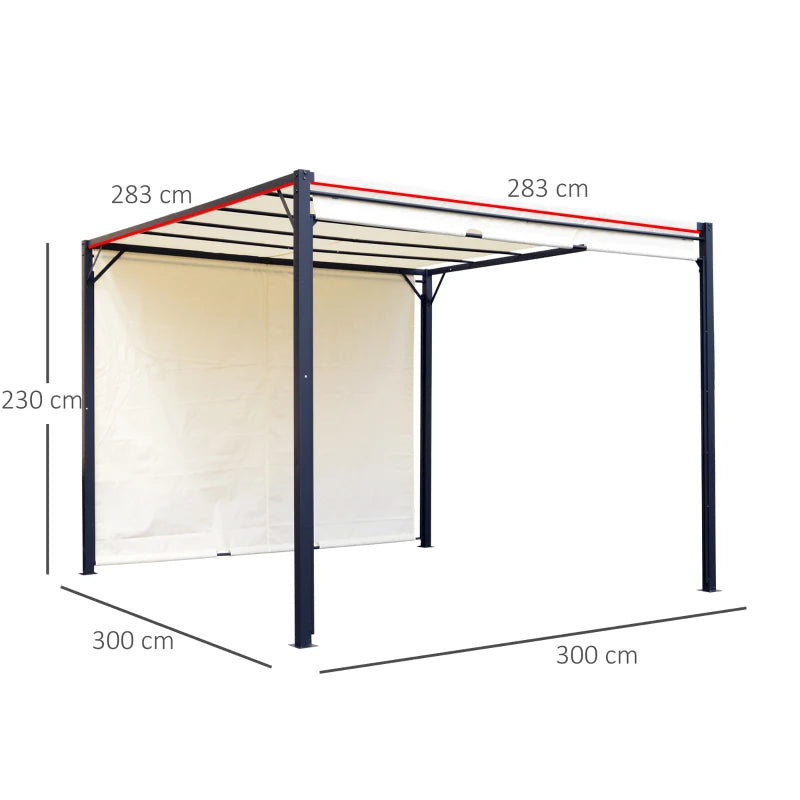 Stylish Metal Pergola with Sun Shelter Canopy for Outdoor Events and Patio 3Lx3Wx2.3H m