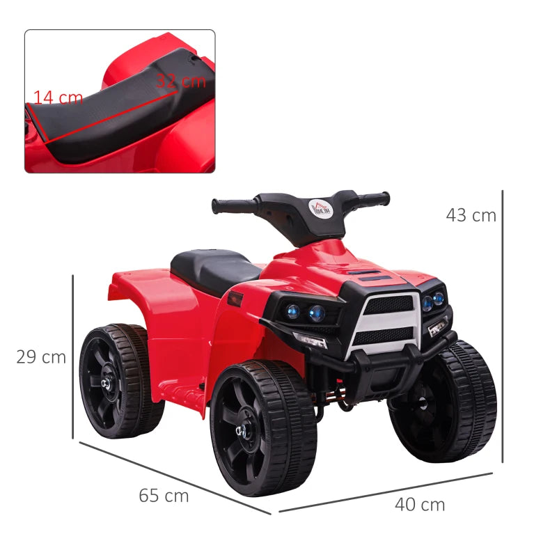 Kids 6V Electric ATV Ride On Toy – Quad Bike with Horn & Lights, 18-36 Months, Red
