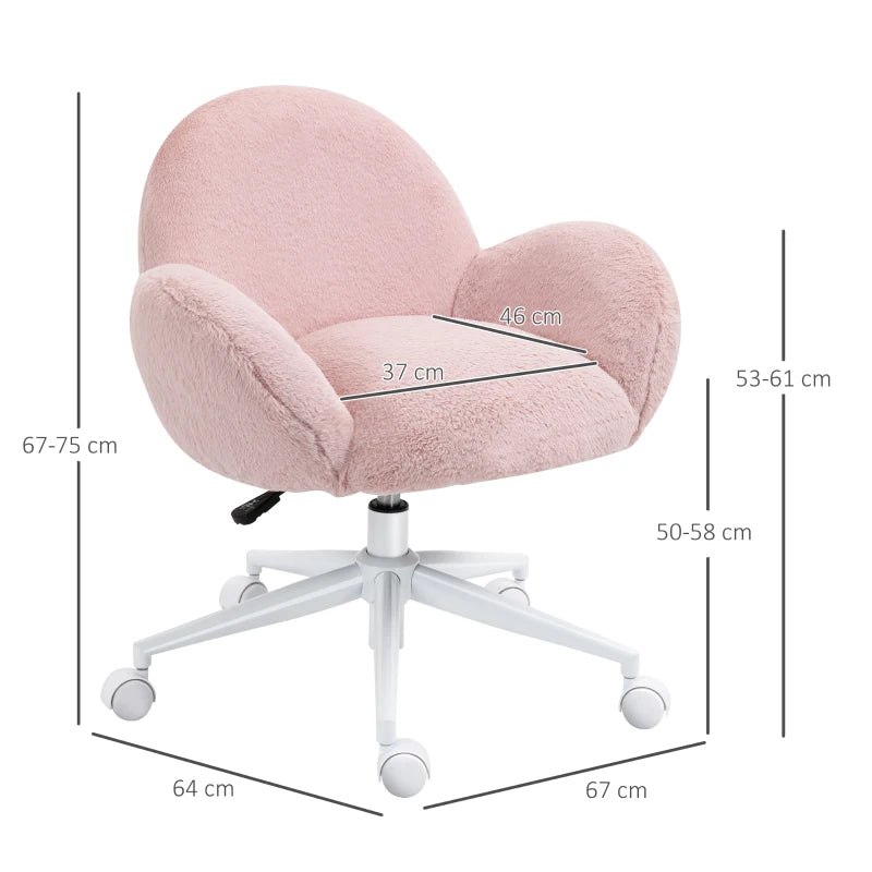 Pink Makeup Chair – Soft Fluffy Seat with Casters