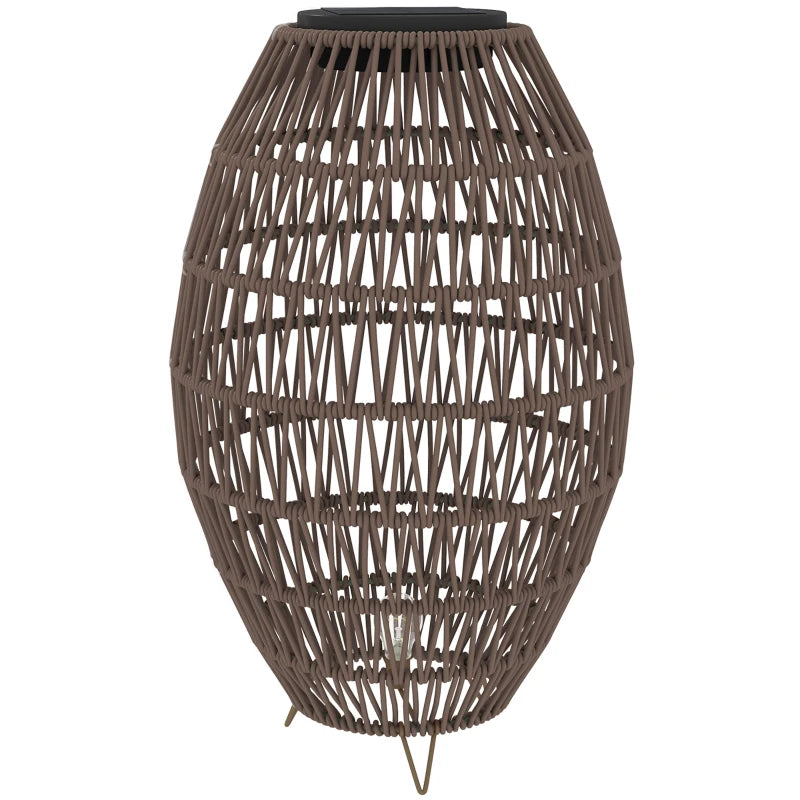 Rattan Solar Garden Lantern with Auto On/Off – Weatherproof Outdoor Decorative Light