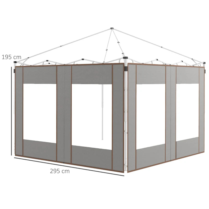 Durable Grey Outdoor Gazebo Replacement Canopy Walls Set, Two Pieces, 295cm