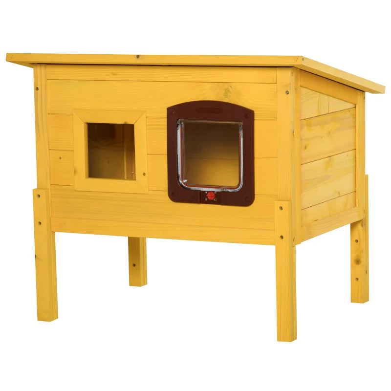 Wooden Cat House Hideout – Outdoor Waterproof Shelter