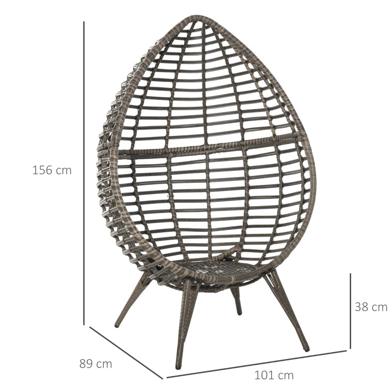 Teardrop Wicker Rattan Egg Chair with Cushions Outdoor Garden Seat with 4 Legs