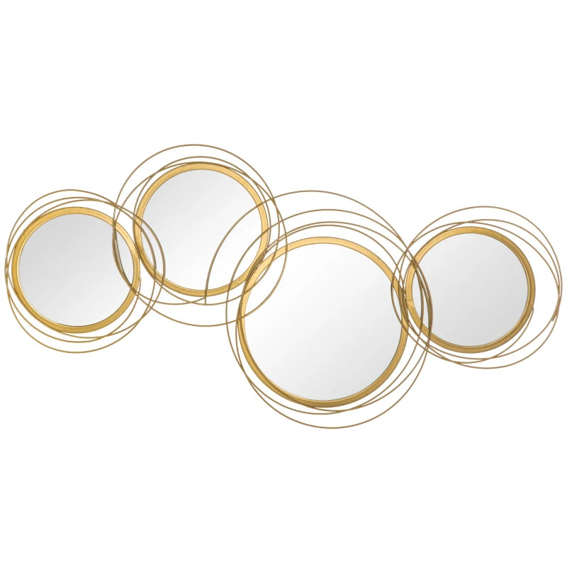 107cm Metal Wall Mirror, Gold Finish – Modern Decorative Wall Sculpture