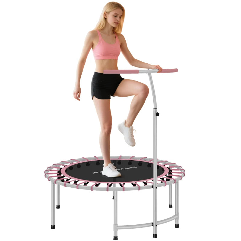 Pink 40" Mini Trampoline – Adjustable Handle, Indoor Use