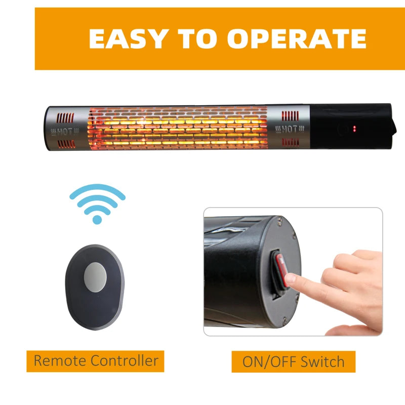 Infrared Electric Heater for Patio – 1500W Wall Mount with Remote, Outdoor Safe