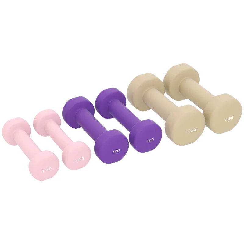 Home Gym Dumbbell Set – 6Kg, 3 Pairs, Stylish Colors