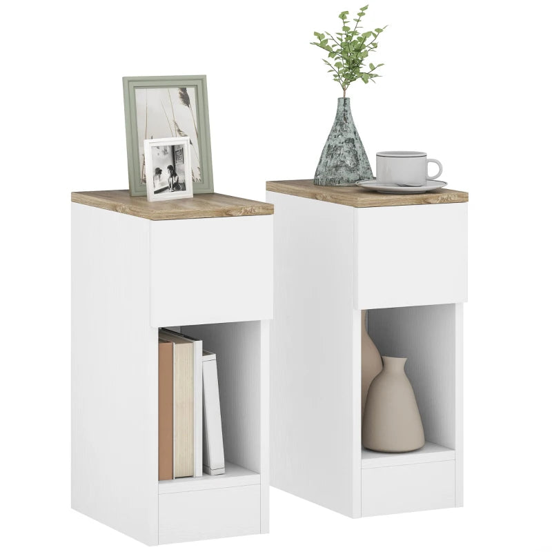 White Bedside Tables Set of 2 with Storage, Modern & Functional