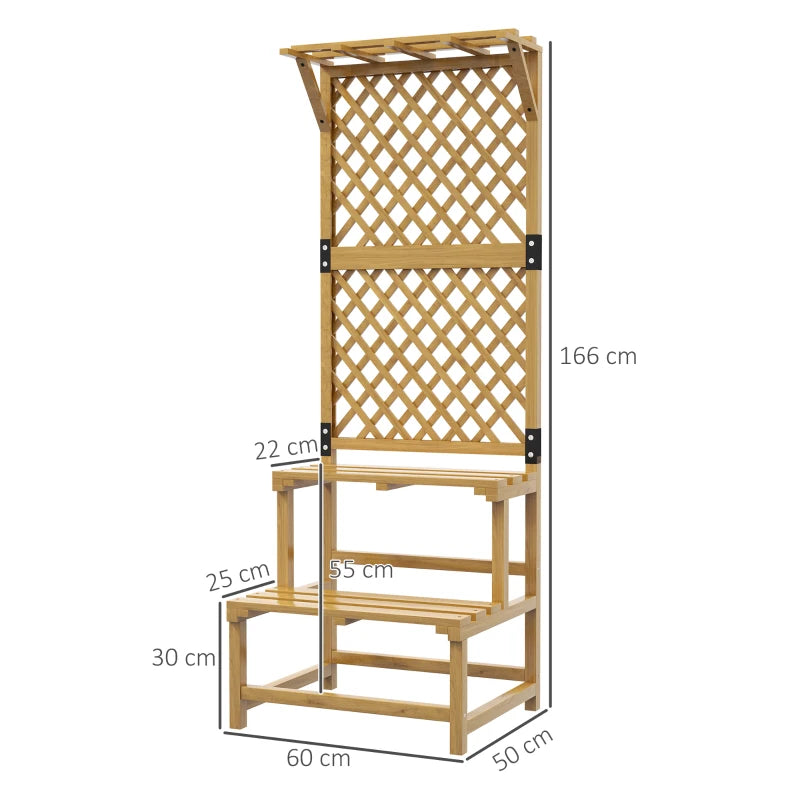 Natural Wood Plant Stand with Trellis, Perfect for Supporting Climbing Vines