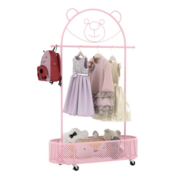 Kids Clothing Rack with 3 Adjustable Heights for Children and Adults