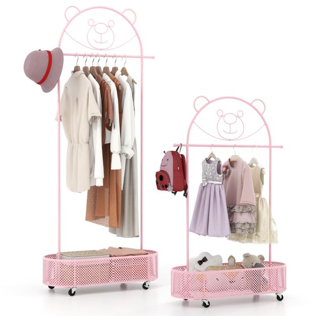 Kids Clothing Rack with 3 Adjustable Heights for Children and Adults