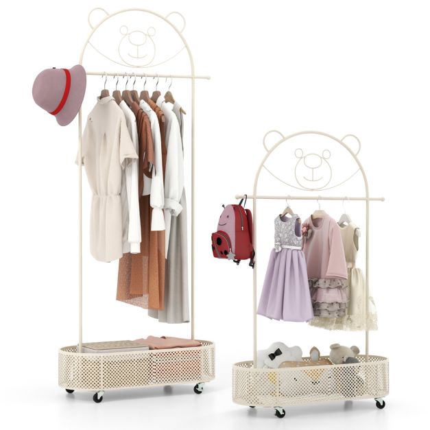 Kids Clothing Rack with 3 Adjustable Heights for Children and Adults