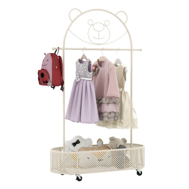 Kids Clothing Rack with 3 Adjustable Heights for Children and Adults
