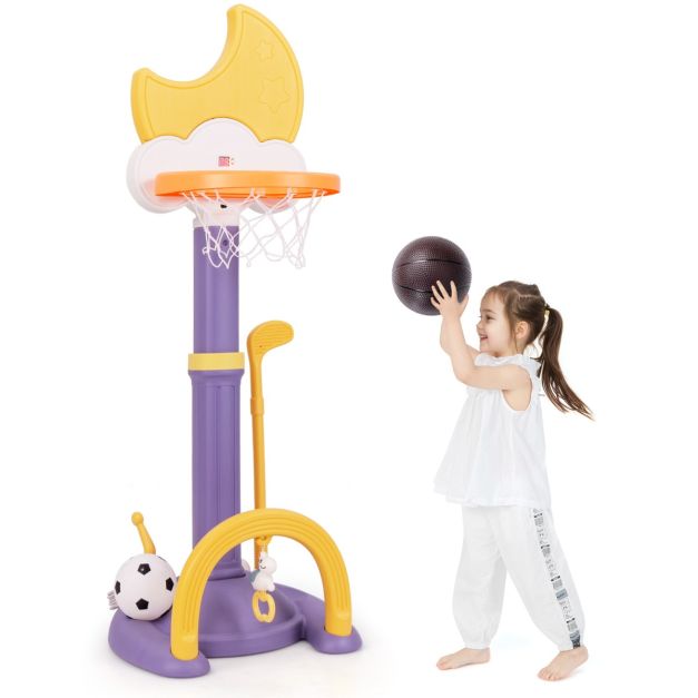 Kids’ 4-in-1 Basketball Hoop Set with Adjustable Height