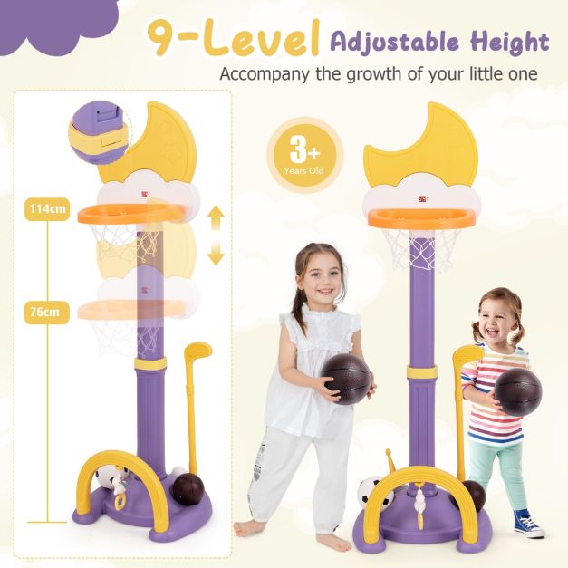 Kids’ 4-in-1 Basketball Hoop Set with Adjustable Height