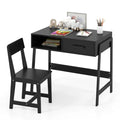 Kids Desk and Chair Set with Storage Drawer Pine Wood Legs
