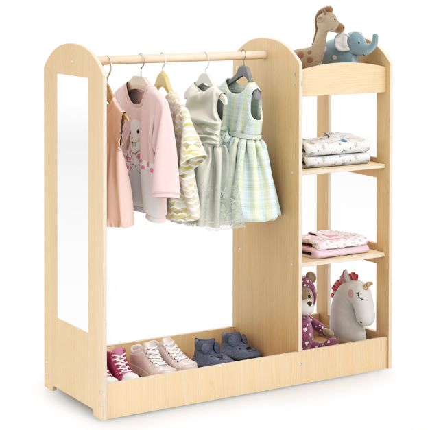Dress-Up Storage Cabinet for Kids with Full-Length Mirror