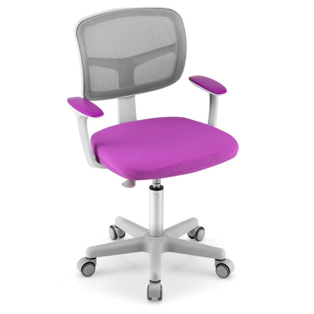 Height-Adjustable Kids Computer Chair with Swivel & Lumbar Support