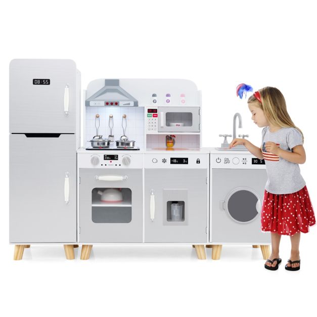 Children’s Kitchen Toy Set with Refrigerator & Washing Machine