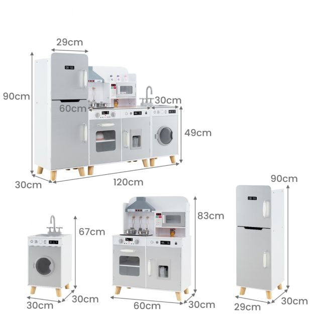 Children’s Kitchen Toy Set with Refrigerator & Washing Machine