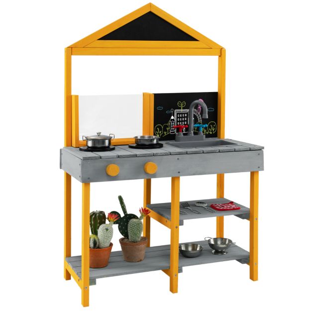 Children’s Mud Kitchen Playset with Outdoor Plant Learning Feature