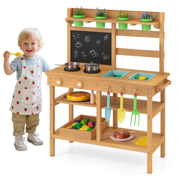 Outdoor Kids Mud Kitchen Playset for Creative Pretend Play Ages 3+