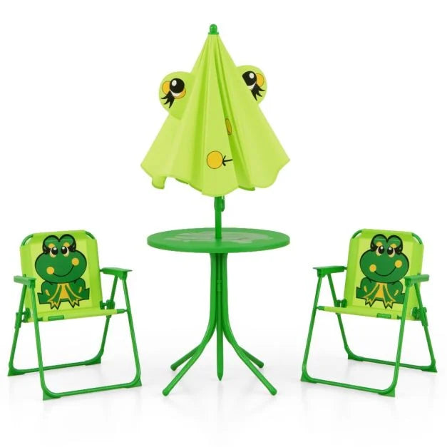 Children Picnic Table and Chair Set with Height Adjustable Umbrella