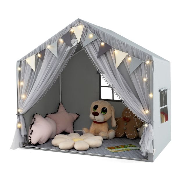 Kids Indoor Play Tent House for 3-4 Children with Fabric and Mesh Curtains