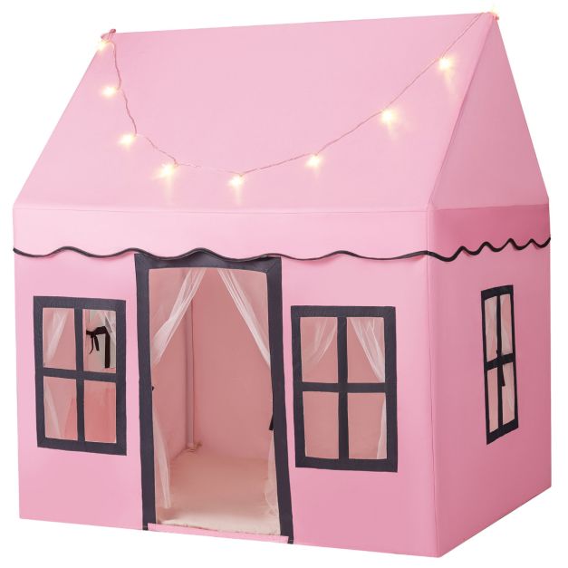 Indoor Kids Play Tent with Starry Lights and Safe Non-Slip Mat