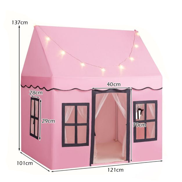 Indoor Kids Play Tent with Starry Lights and Safe Non-Slip Mat
