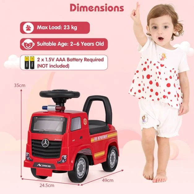 4. Kids Electric Ride-On Mercedes Fire Truck with Music