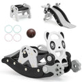 Kids Rocking Horse & Slide Set with Basketball Hoop and Ring Toss Game