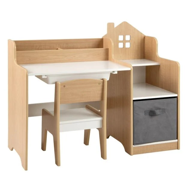Kids Study Desk & Chair Set with Open Shelves – Children's Study Table