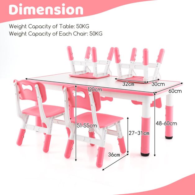 4-Piece Kids Table and Chairs Set with Graffiti-Style Desktop for Home & School
