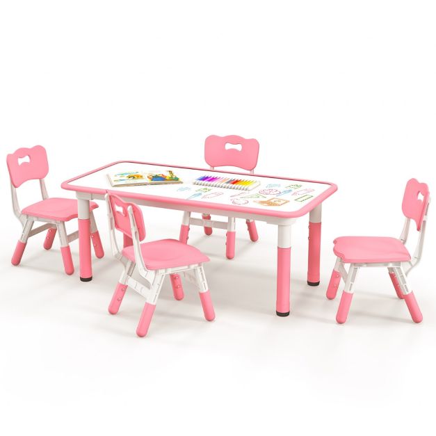 4-Piece Kids Table and Chairs Set with Graffiti-Style Desktop for Home & School