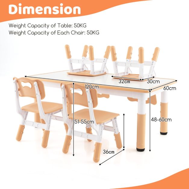 4-Piece Kids Table and Chairs Set with Graffiti-Style Desktop for Home & School